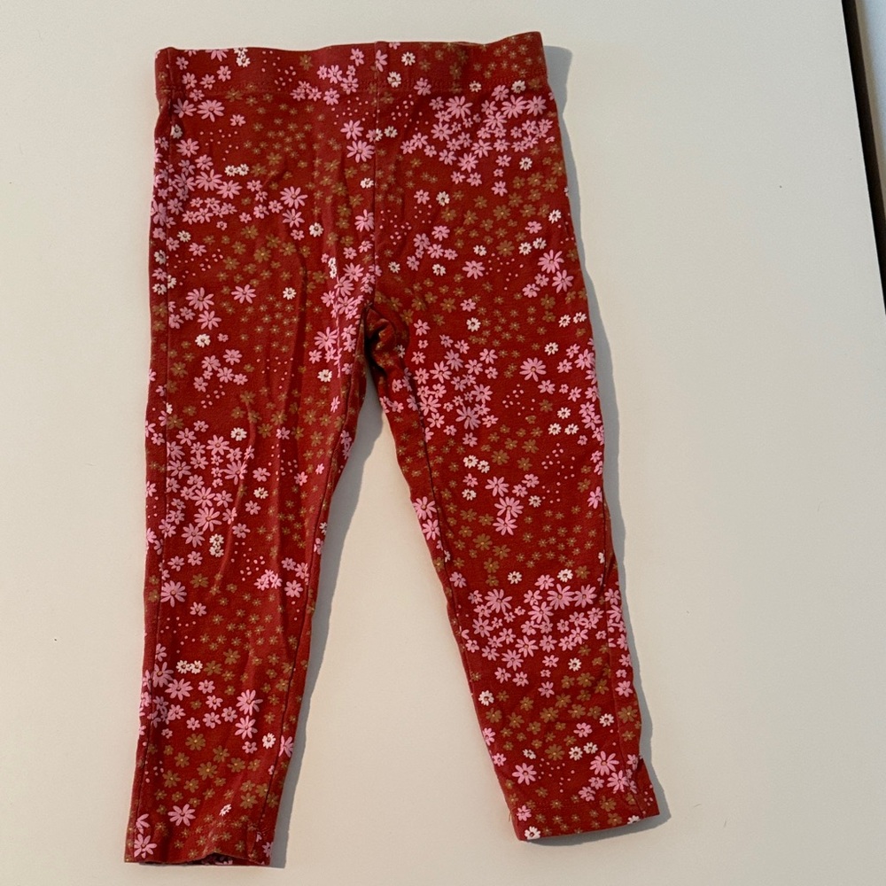 Kids Floral Red Leggings